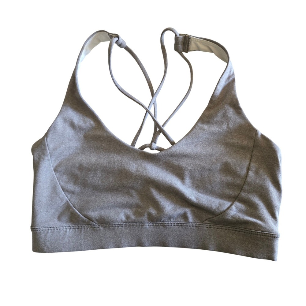 Prana Womens Small Sports Bra Gray Strappy Criss Cross Back